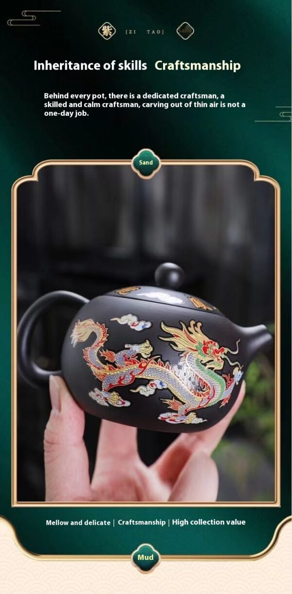 Chinese Style Hot Dragon And Phoenix Purple Sand Teapot - Image 9