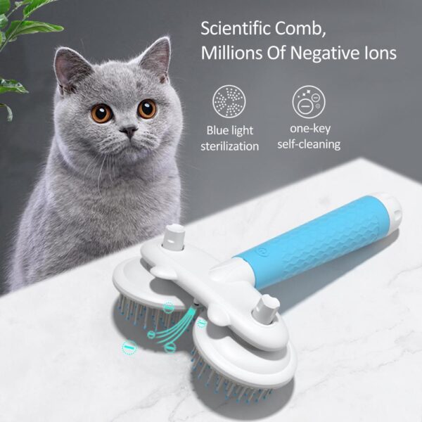 Pet Cat Brush Dog Slicker Brush Double-headed Negative Ion One-button Self Cleaning Dog Cat Hair Removal Pets Products - Image 4