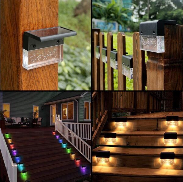 Waterproof New RGB LED Solar Light Step Fence Light - Image 8