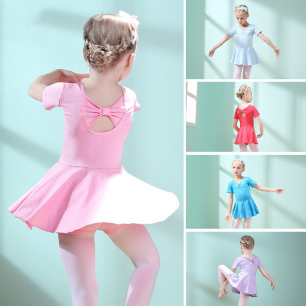 Children Dance Clothing Summer Short-sleeved Girls Dance Skirt Children Exercise Clothing Ballet Dance Dress - Image 9