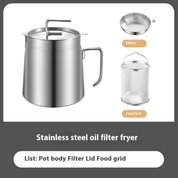 304 Stainless Steel Versatile Oil Filter Vessel Large Capacity With Filter Frying Basket Deep Fryer Separating Grease Separator - Image 3