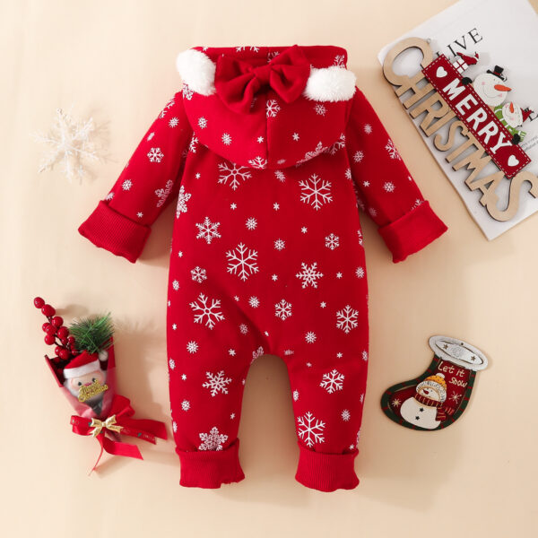 Baby Christmas Sweater Fabric Ears Hooded Jumpsuit Baby Romper - Image 5