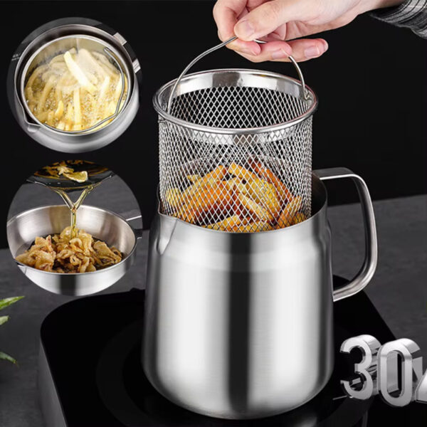 304 Stainless Steel Versatile Oil Filter Vessel Large Capacity With Filter Frying Basket Deep Fryer Separating Grease Separator - Image 5