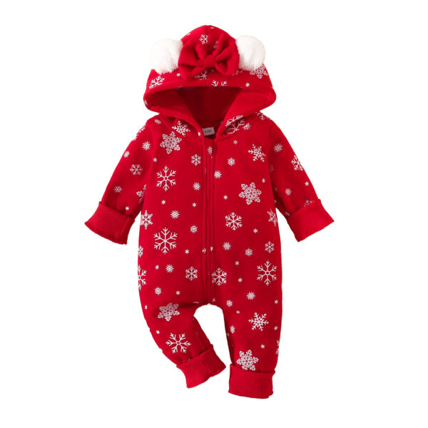 Baby Christmas Sweater Fabric Ears Hooded Jumpsuit Baby Romper - Image 4