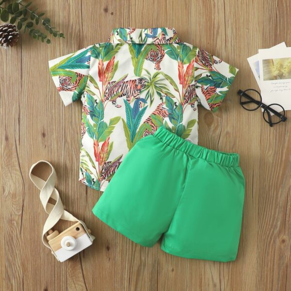 Beach Multi-color Printed Shirt Boys' Shorts Two-piece Set - Image 5