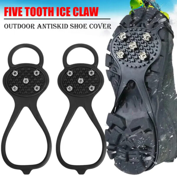 Unisex Men 5 Teeth Ice Gripper For Shoes Crampons Ice Gripper Spike Grips Cleats For Snow Studs Non-Slip Climbing Hiking Covers - Image 6