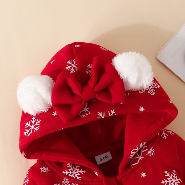 Baby Christmas Sweater Fabric Ears Hooded Jumpsuit Baby Romper - Image 2