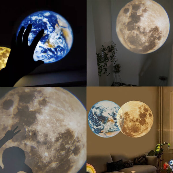 2 In 1 Star Projector Earth And Moon Projection Lamp 360 Rotating Bracket USB Led Night Light For Bedroom Decoration - Image 3